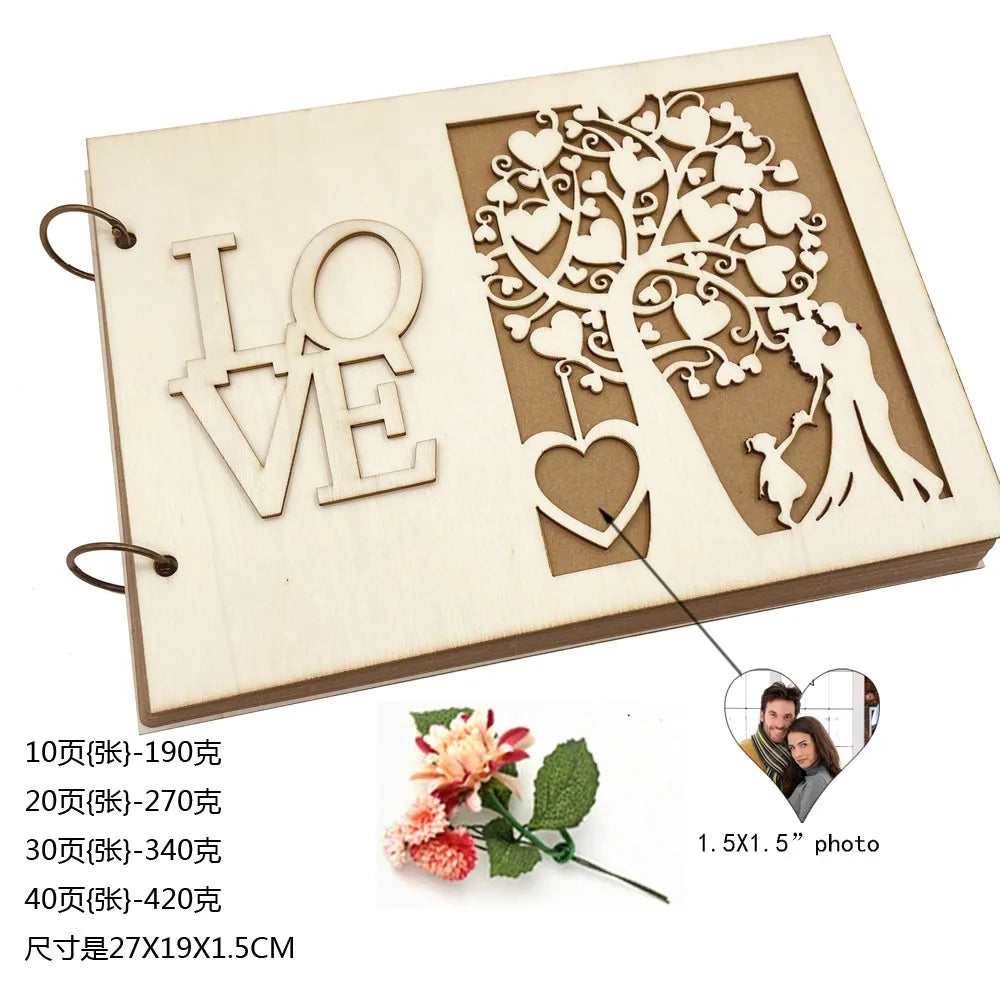 10/20/30/40 Pages Wedding Guest Book Wedding Signs Wood Wedding Signature Guest Book DIY Photo Album Party Decoration