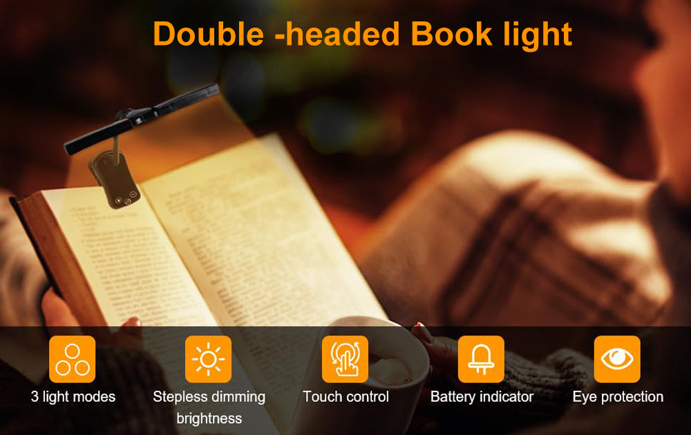 14 LED Clip On Book Light 3 Colors 8 Brightness Usb Rechargeable Night Light Portable Reading Light Book Lamp Mini Desk Lamp