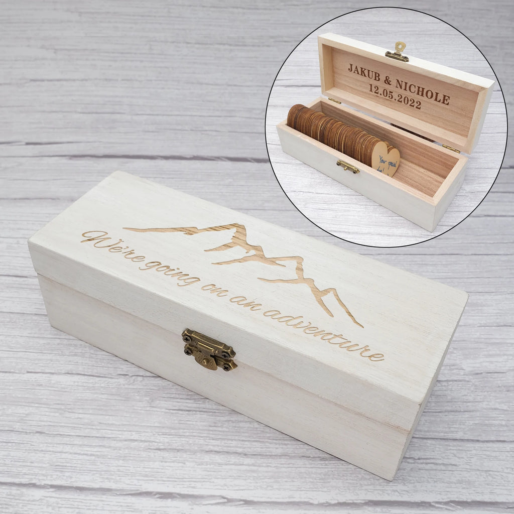 Custom Wedding Guestbook, Rustic Wedding Keepsake Box,Alternative Engraved Wooden Wedding Guest Book,Drop Box Hearts Wedding Gif