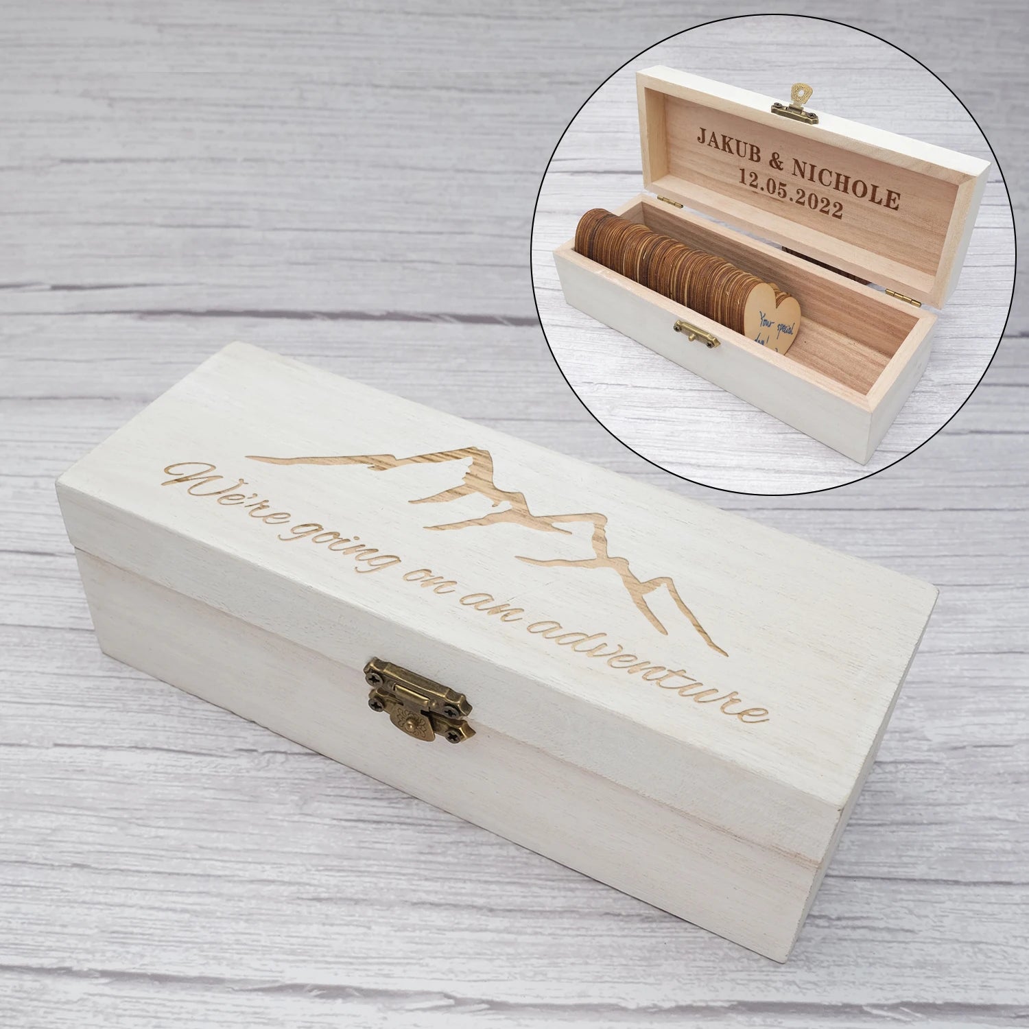 Custom Wedding Guestbook, Rustic Wedding Keepsake Box,Alternative Engraved Wooden Wedding Guest Book,Drop Box Hearts Wedding Gif