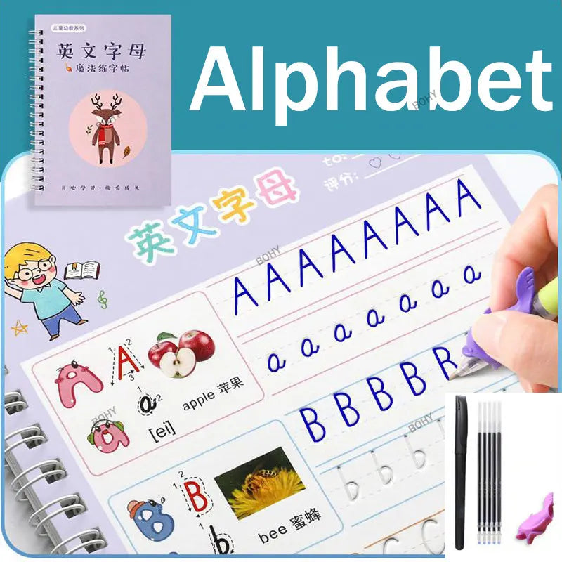 Reusable Children 3D Copybook For Calligraphy Numbers 0-10 Handwriting Copybooks Learning Math Writing Practice Book For Kids