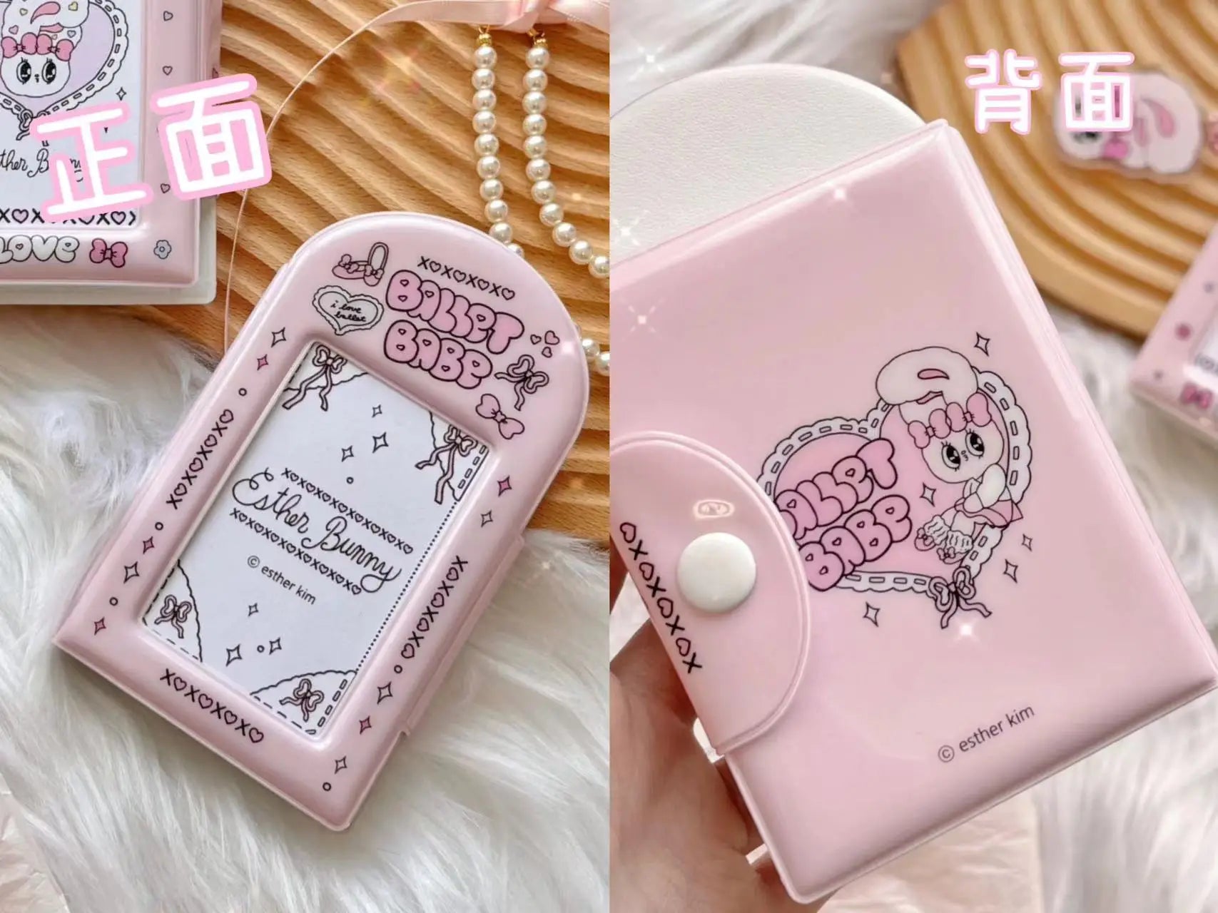 Cute Pink Photocard Holder Card Collect Book life 4 cuts Bookmarks Idol Photo Album Kpop Binder