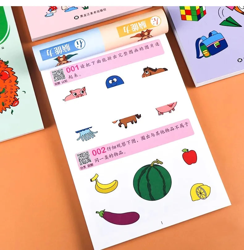 2-7 Years Mathematical Book Animals Drawing Painting Pen Control Training Kids Brain Early Education Book for Kids 365 Questions