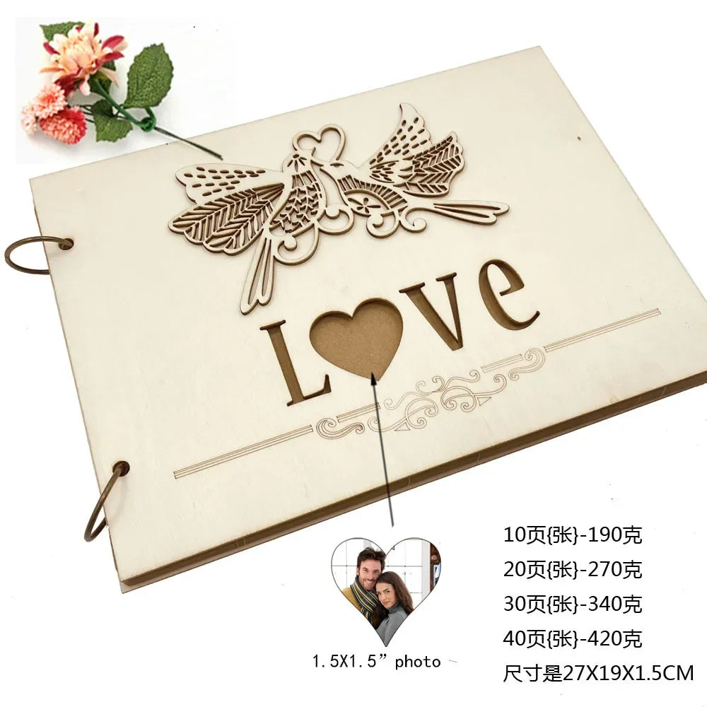 10/20/30/40 Pages Wedding Guest Book Wedding Signs Wood Wedding Signature Guest Book DIY Photo Album Party Decoration