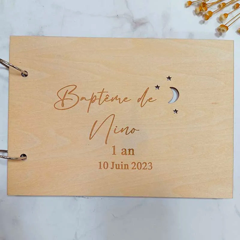 Custom Wedding Guestbook Guest Book for Wedding Baptism Communion Hollow Out Stars and Moon Simple and Romantic Wedding Supplies