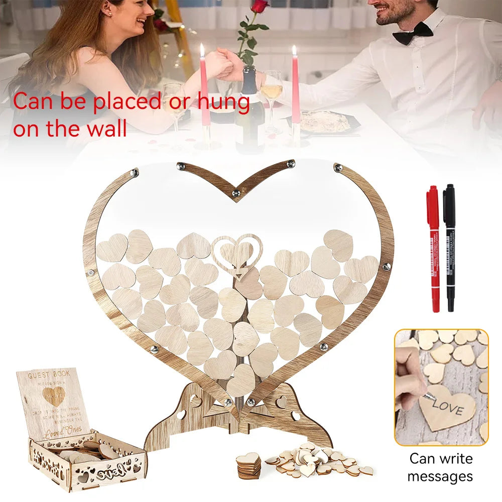 Wedding Guest Book Drop Heart-shape Guest Book Transparent Wedding Love Acrylic Guest Book Personalized Name Signature Drop Box