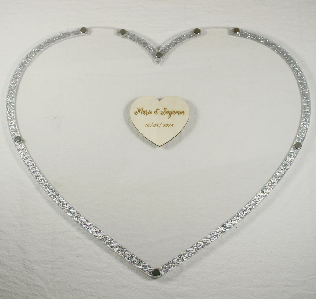 Transparent Wedding Guest Book, Guest Book, Heart-Shaped Flashing Silver Frame Guest Book, Heart-Shaped Guest Book