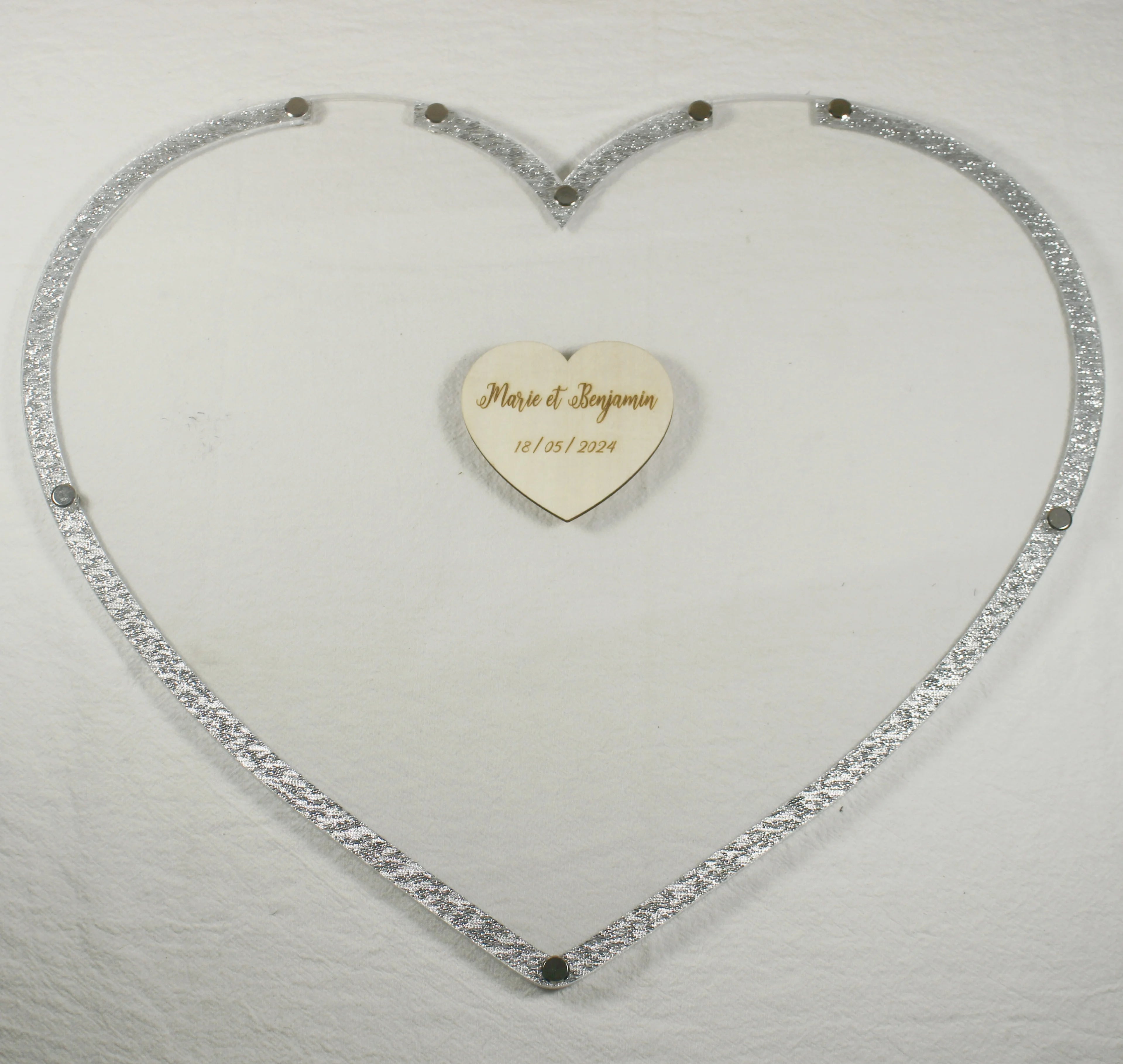 Transparent Wedding Guest Book, Guest Book, Heart-Shaped Flashing Silver Frame Guest Book, Heart-Shaped Guest Book