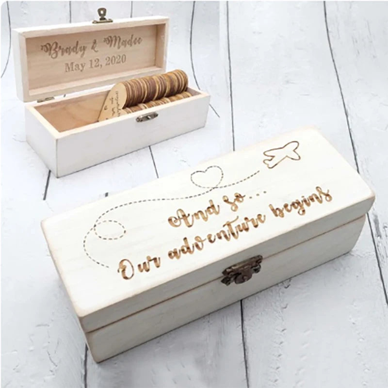 Custom Wedding Guestbook, Rustic Wedding Keepsake Box,Alternative Engraved Wooden Wedding Guest Book,Drop Box Hearts Wedding Gif