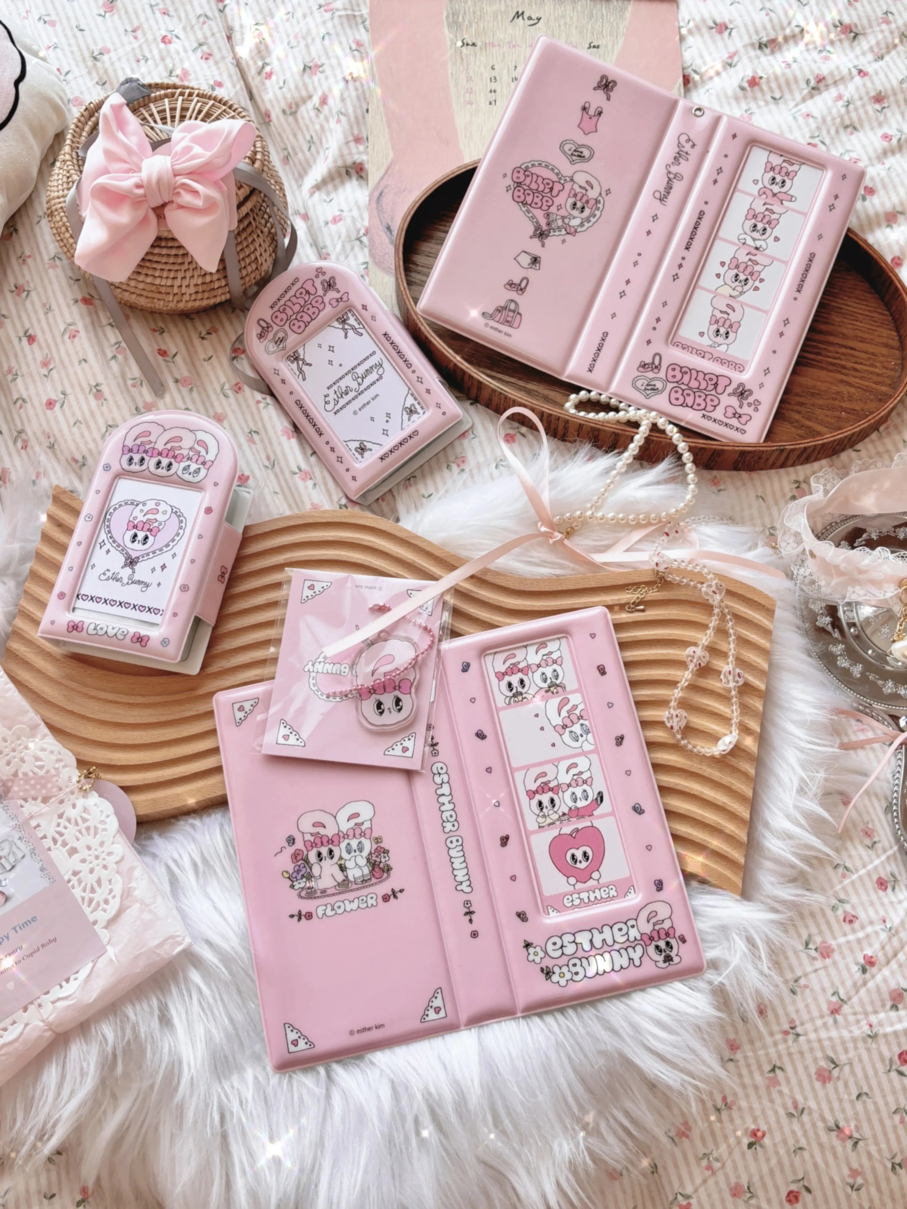 Cute Pink Photocard Holder Card Collect Book life 4 cuts Bookmarks Idol Photo Album Kpop Binder