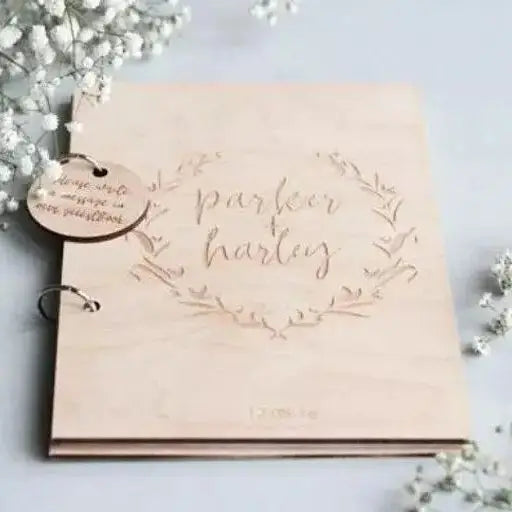Rustic Wedding Guestbook Engraved Wedding Guest Book  Personalized Wooden Guestbook