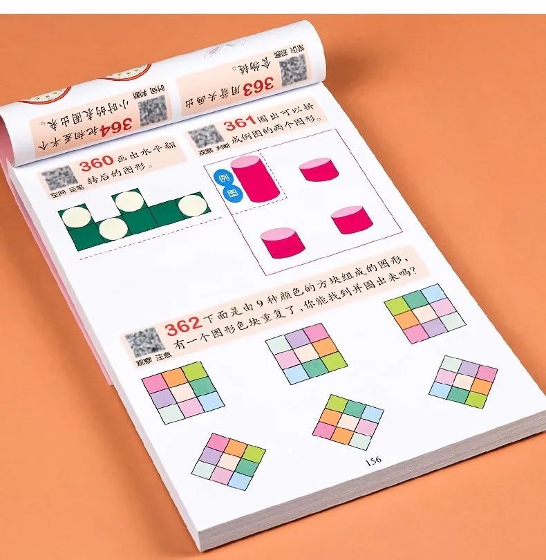 2-7 Years Mathematical Book Animals Drawing Painting Pen Control Training Kids Brain Early Education Book for Kids 365 Questions