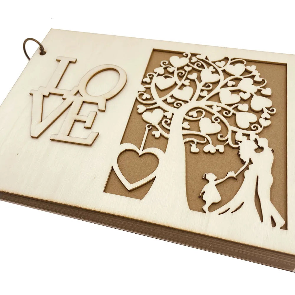 10/20/30/40 Pages Wedding Guest Book Wedding Signs Wood Wedding Signature Guest Book DIY Photo Album Party Decoration