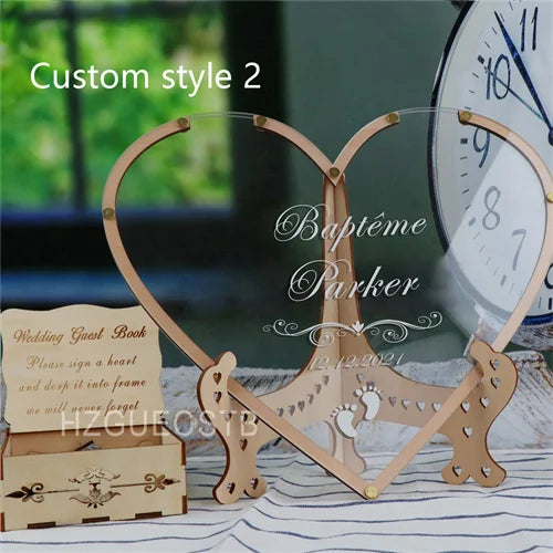Hearts Unique Wedding Mr Mrs Guest Book Decoration Memory Guest Book Drop Box Signature Acrylic Guest Book Alternative