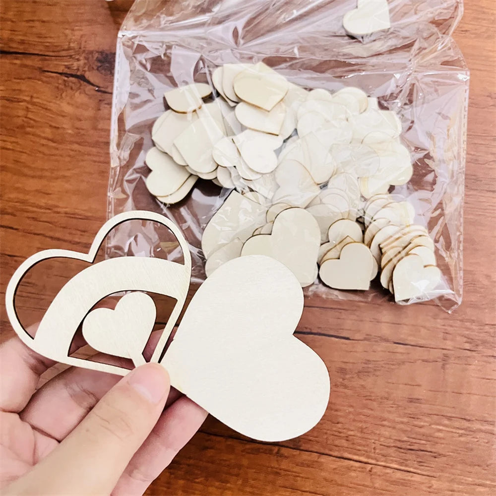 Wedding Guest Book Alternative - Wedding Decor-Drop Heart Guestbook New Wooden Heart-Shaped Guest Drop Box 60 Hearts Box