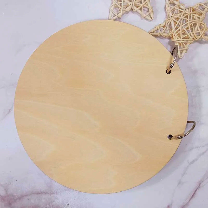 Guestbook for Baby Boy or Girl Wooden DIY Album Gender Reveal Party Decoration Cute Circular Album Customized Name and Date