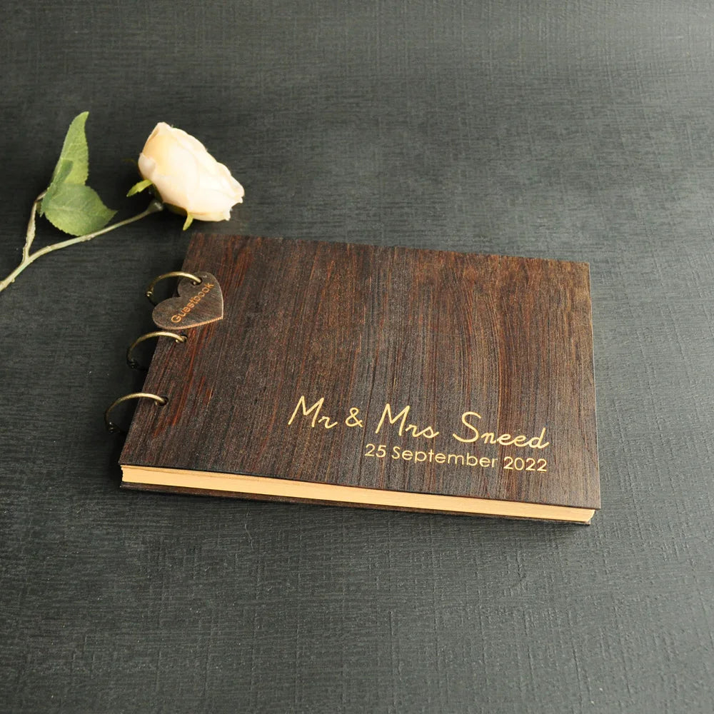 Personalized Rustic Wedding Guest Book, Engraved Wedding Signature Book, Bridal Shower Gift