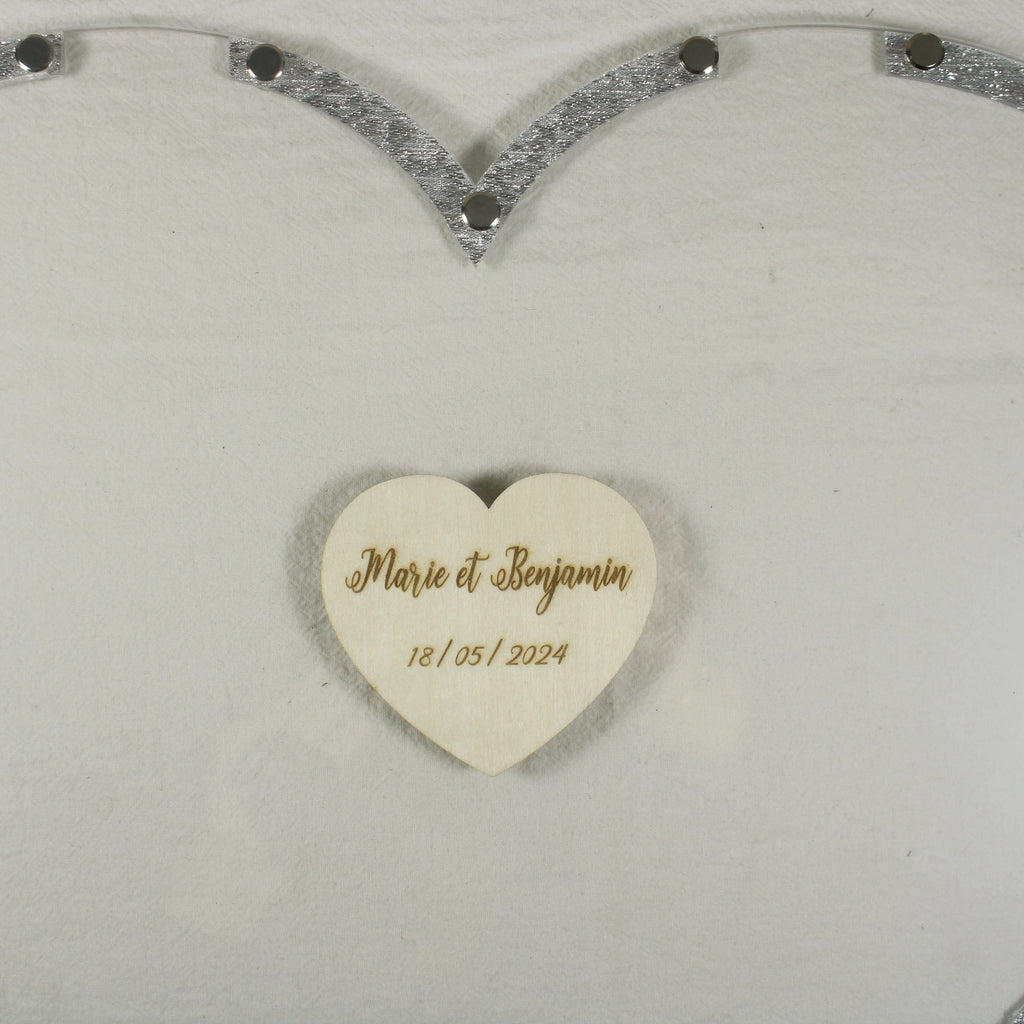 Transparent Wedding Guest Book, Guest Book, Heart-Shaped Flashing Silver Frame Guest Book, Heart-Shaped Guest Book