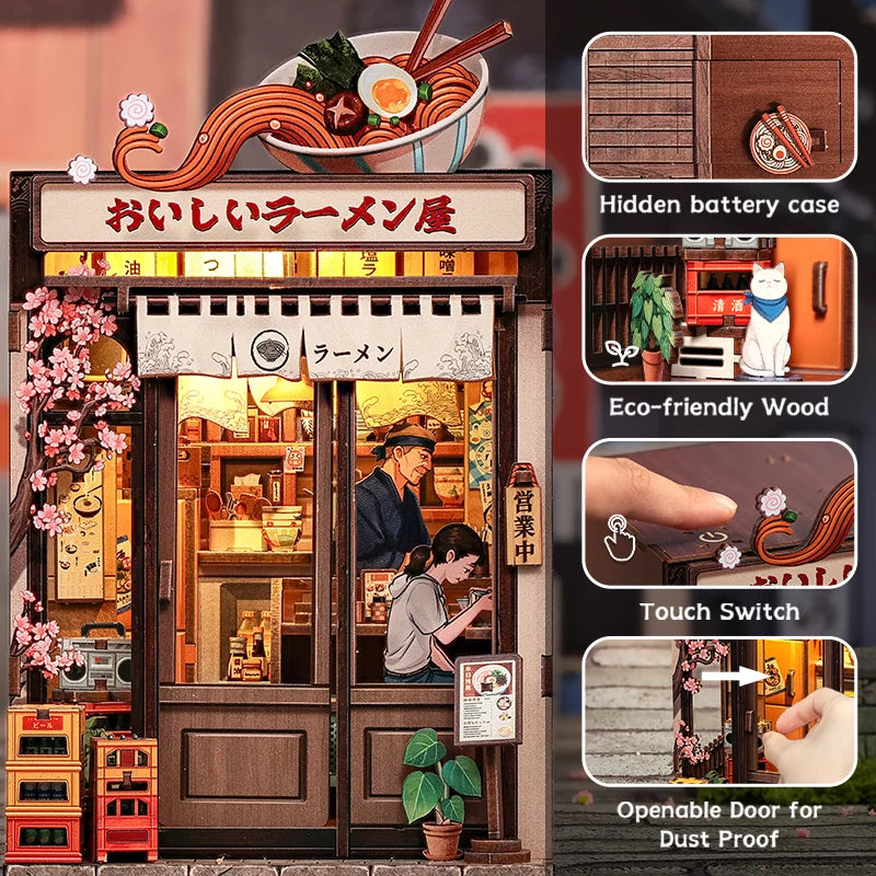 CUTEBEE DIY Book Nook Wooden Dollhouse Miniature 3D Bookshelf Insert for Christmas Birthday Gift Unique Home Decor for Adults