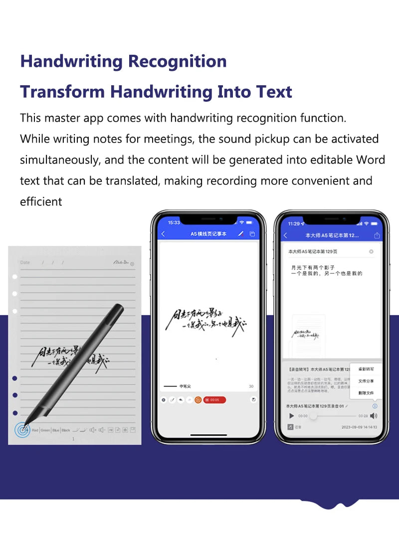 Digital Handwriting Note Book Smart Sync Pen Diary Writing Set Cloud Notebook AI,Voice Drawing Bluetooth Real-time Transmission