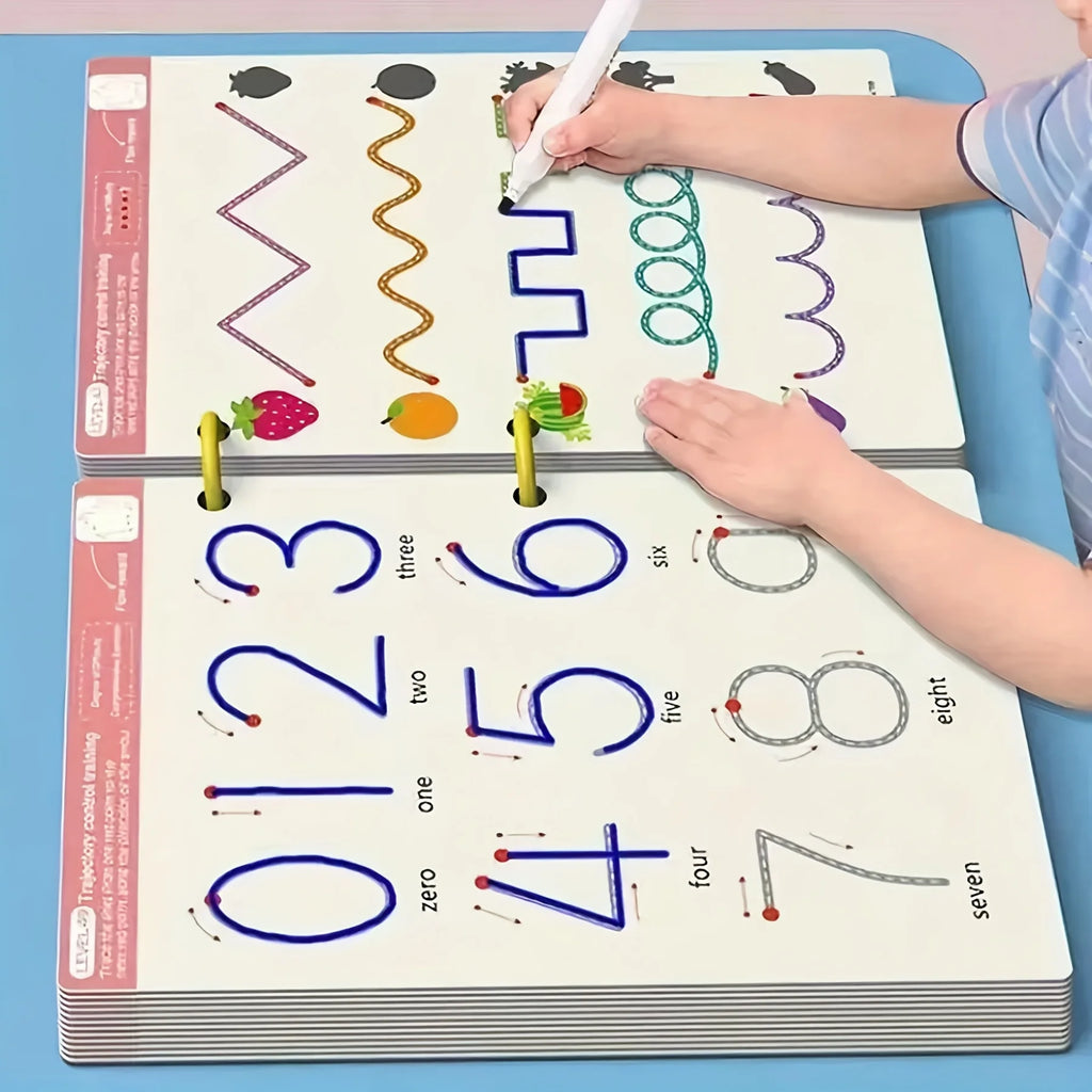 36pages Reusable Kids' Writing Book - Erasable Practice for Ages 3-6, Durable Training Workbook