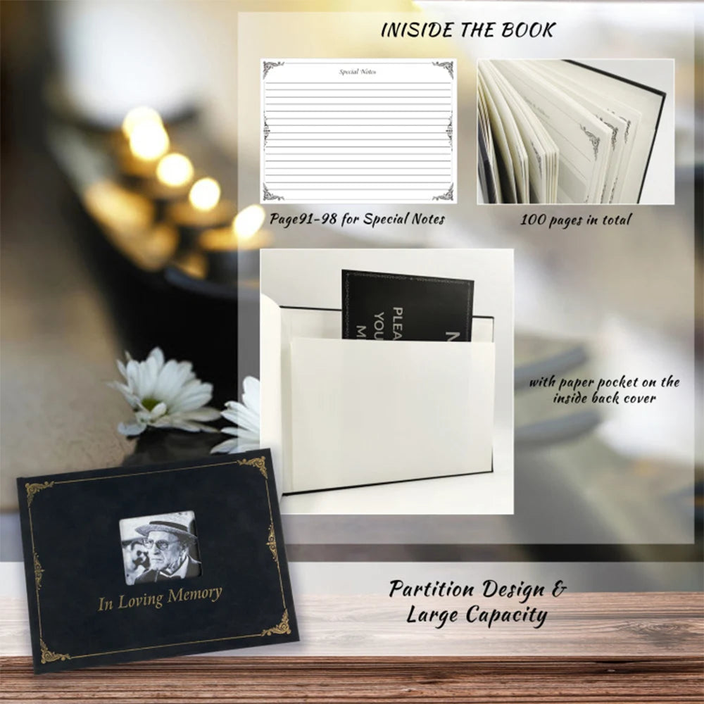 Guest Book Signature Funeral Book Funeral Reception Sign in Funeral Message Book Keepsake Album Anniversary Memorial Sign-inbook