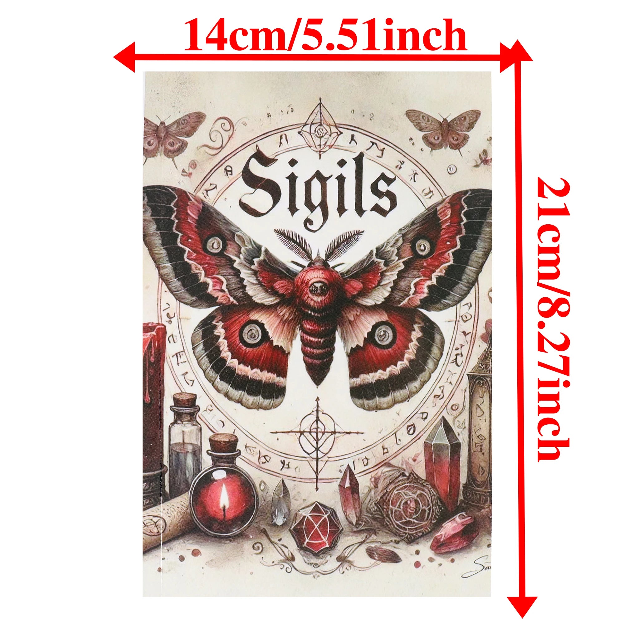 1pc Vintage Occult Grimoire - Sigils & Mystical Symbols Guide, Dark Art Ritual Book with Moons, Pentagrams & Butterfly Design