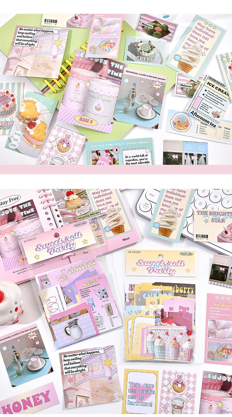 30Pcs/pack Cute Magazine Scrapbooking Stickers Book DIY Junk Journal Material Decoration Album Diary Stationery supplies