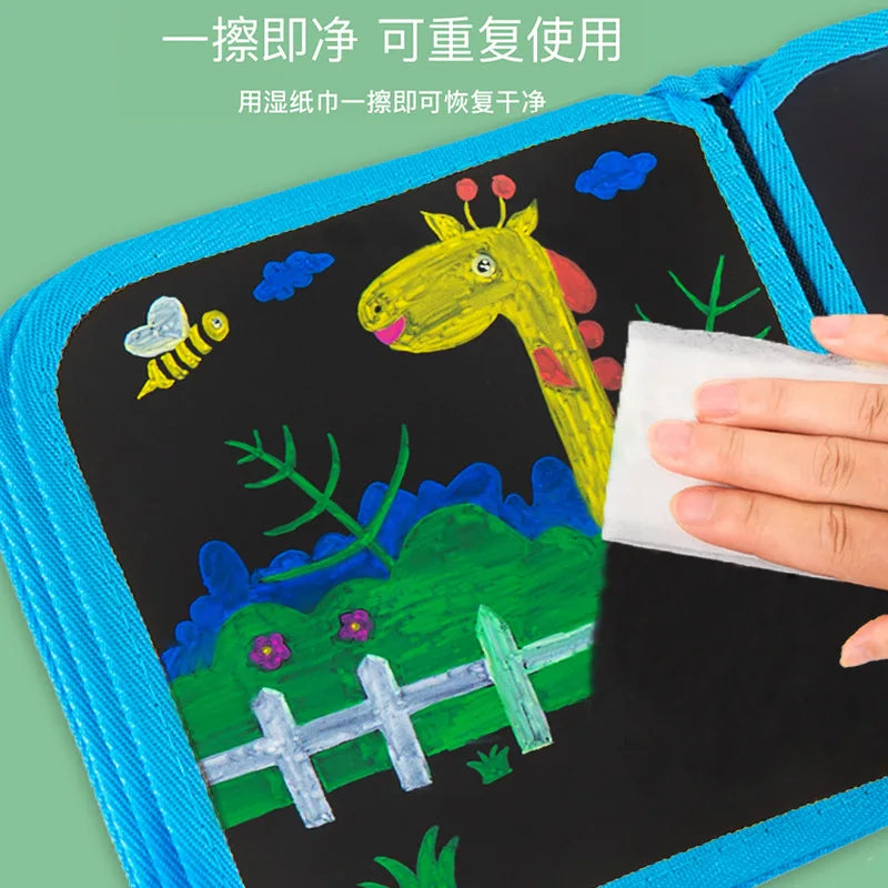 Cute Erasable Portable Graffiti Book Reusable Cartoon Doodle Book Writing Painting Set Trip