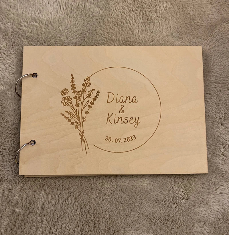 Personalized Wedding Anniversary Bridal Shower Guest Book Gift for Couple Memory Book Wedding Keepsake Advice Book Photo Prop