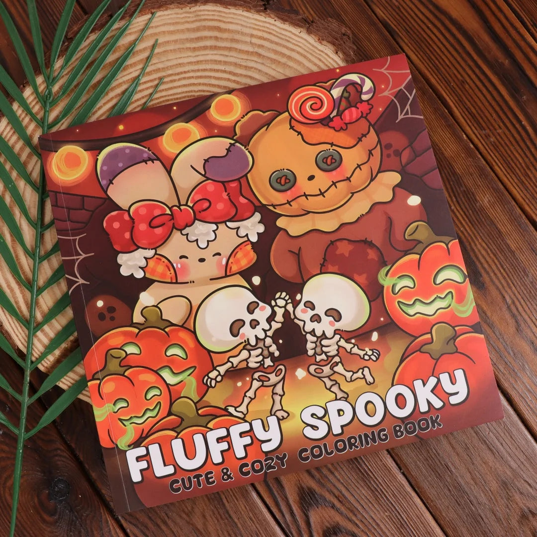 Fluffy Spooky: Cute & Cozy Coloring Book for Adults and Teens Featuring Adorable Characters in a Haunted World for Relaxation