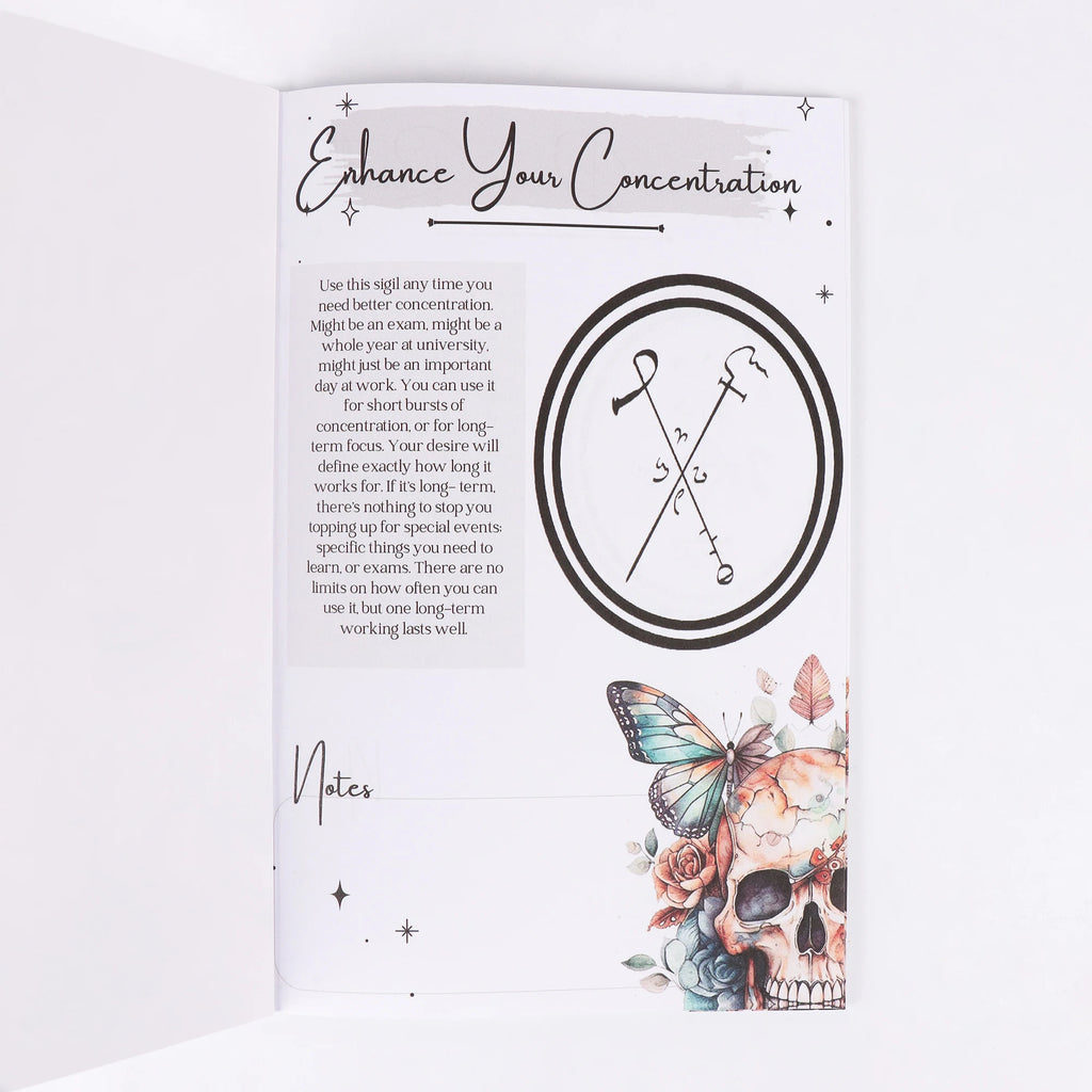 1pc Vintage Occult Grimoire - Sigils & Mystical Symbols Guide, Dark Art Ritual Book with Moons, Pentagrams & Butterfly Design