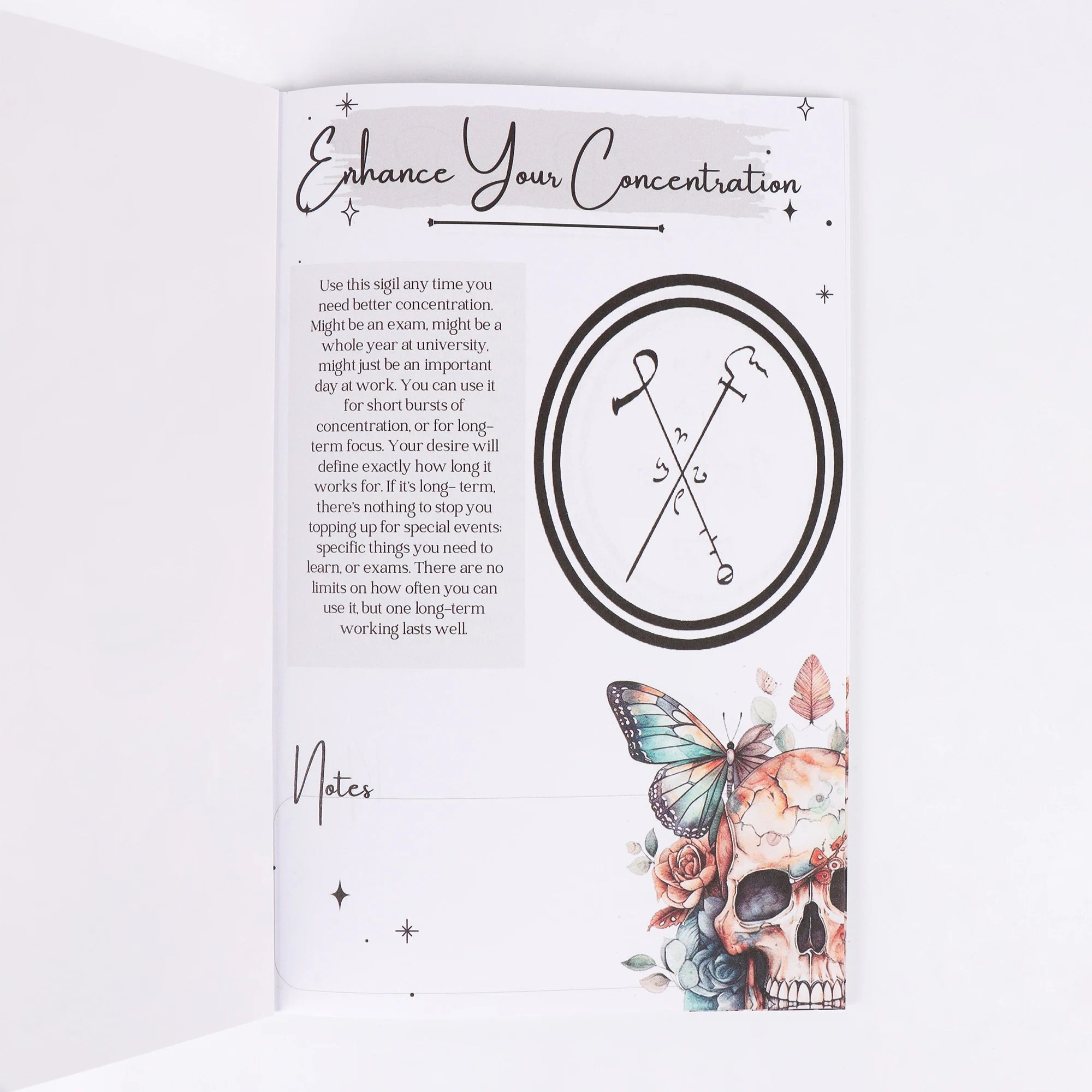 1pc Vintage Occult Grimoire - Sigils & Mystical Symbols Guide, Dark Art Ritual Book with Moons, Pentagrams & Butterfly Design