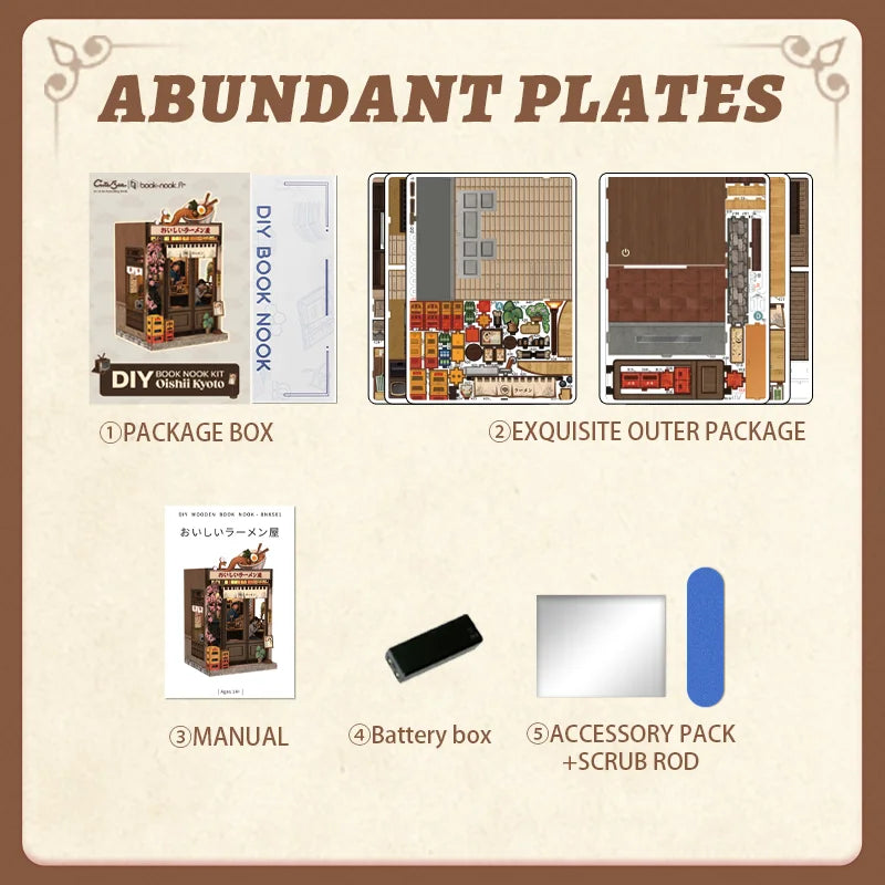 CUTEBEE DIY Book Nook Wooden Dollhouse Miniature 3D Bookshelf Insert for Christmas Birthday Gift Unique Home Decor for Adults