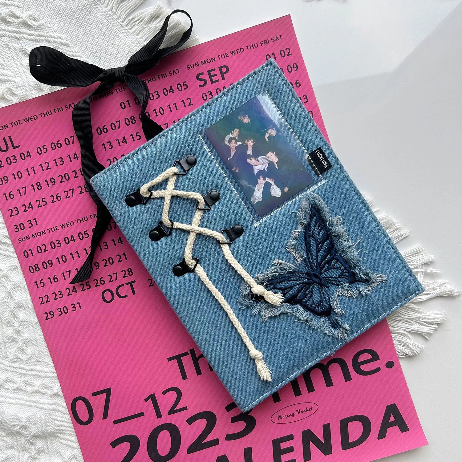 Tassel Butterfly Jeans A5 Binder Photocard Holder Kpop Kawaii Notebook Idol Photo Album 3inch Photocards Collect Book