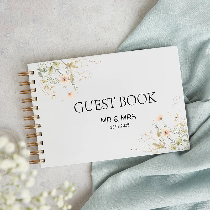 Personalized A4-A5 Guest Book for Wedding Decoration Custom Wedding Guest Book Birthday Photo Album Flower Signature Book Gifts