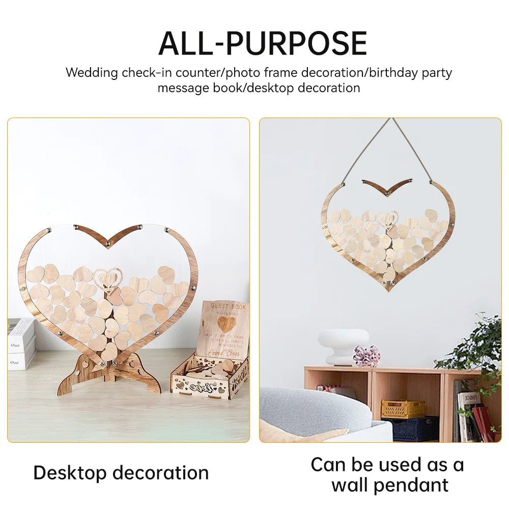 Wedding Guest Book Drop Heart-shape Guest Book Transparent Wedding Love Acrylic Guest Book Personalized Name Signature Drop Box