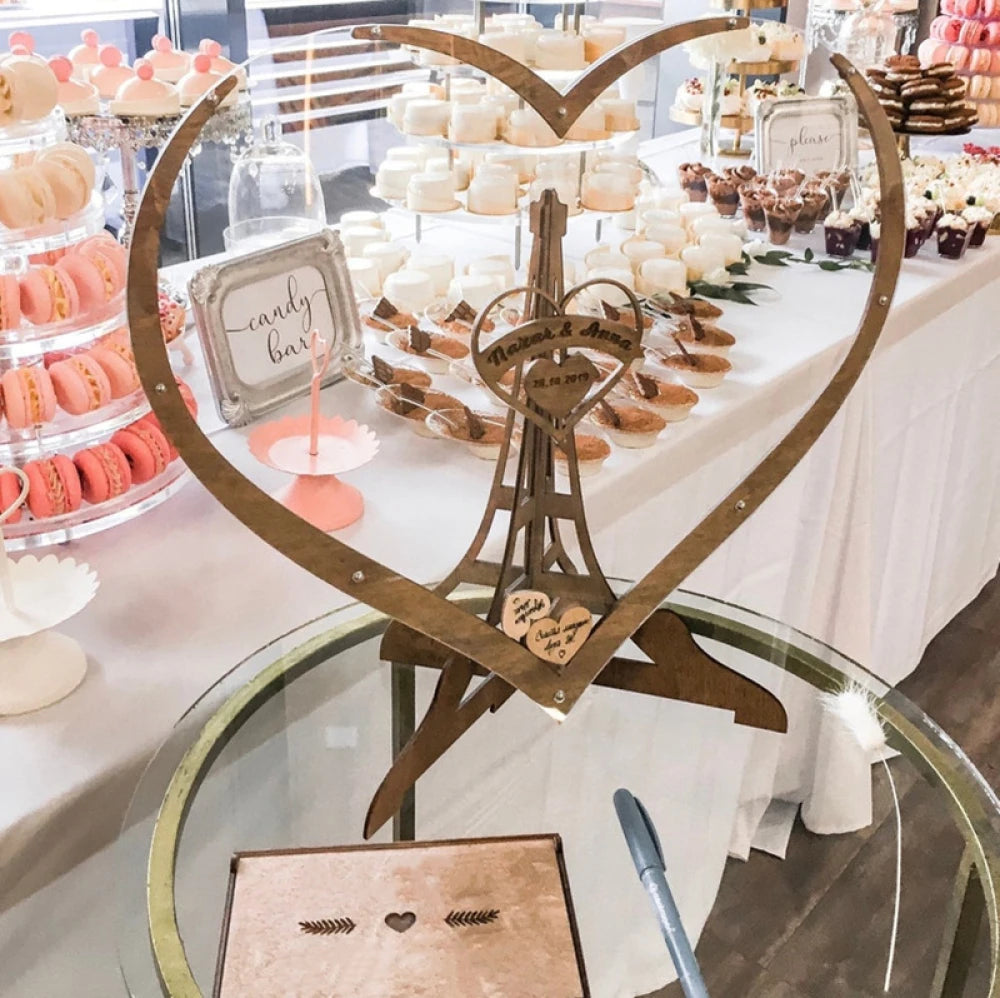 Wedding Guest Book Alternative - Wedding Decor-Drop Heart Guestbook New Wooden Heart-Shaped Guest Drop Box 60 Hearts Box