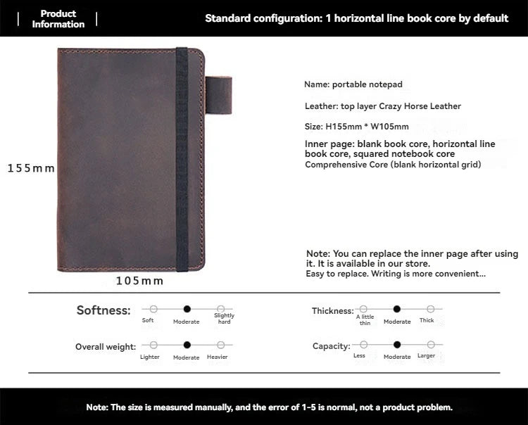 Travel Note Book Wax Thread Sewing Journal Genuine Leather Notebook Handmade DIY  Men Women Exquisite Gift Retro Durable Planner