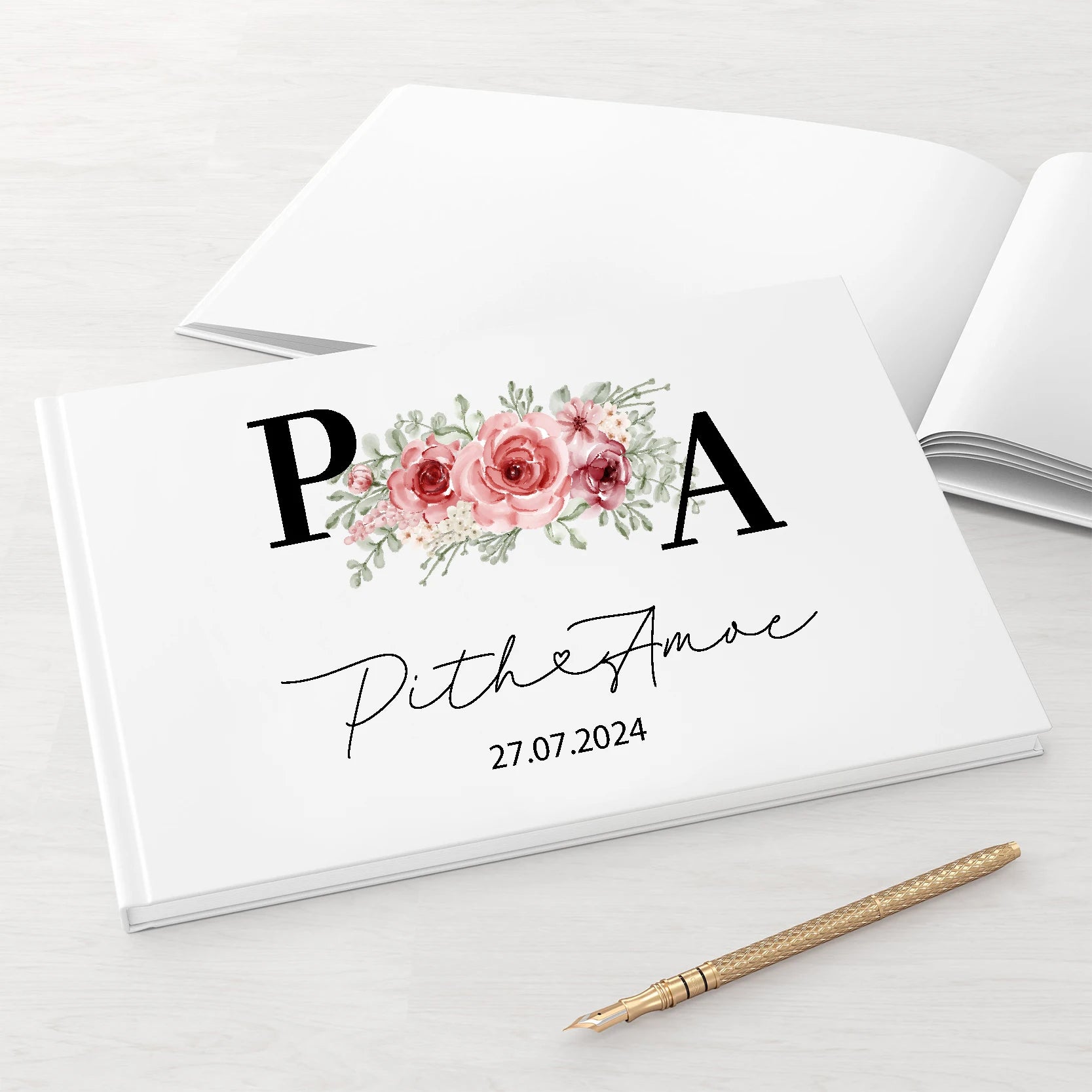 Personalized Wedding White Guest Book, Custom Elegant Mr and Mrs, Wedding Decoration, Message Book, Album Photo, Mariage Gifts