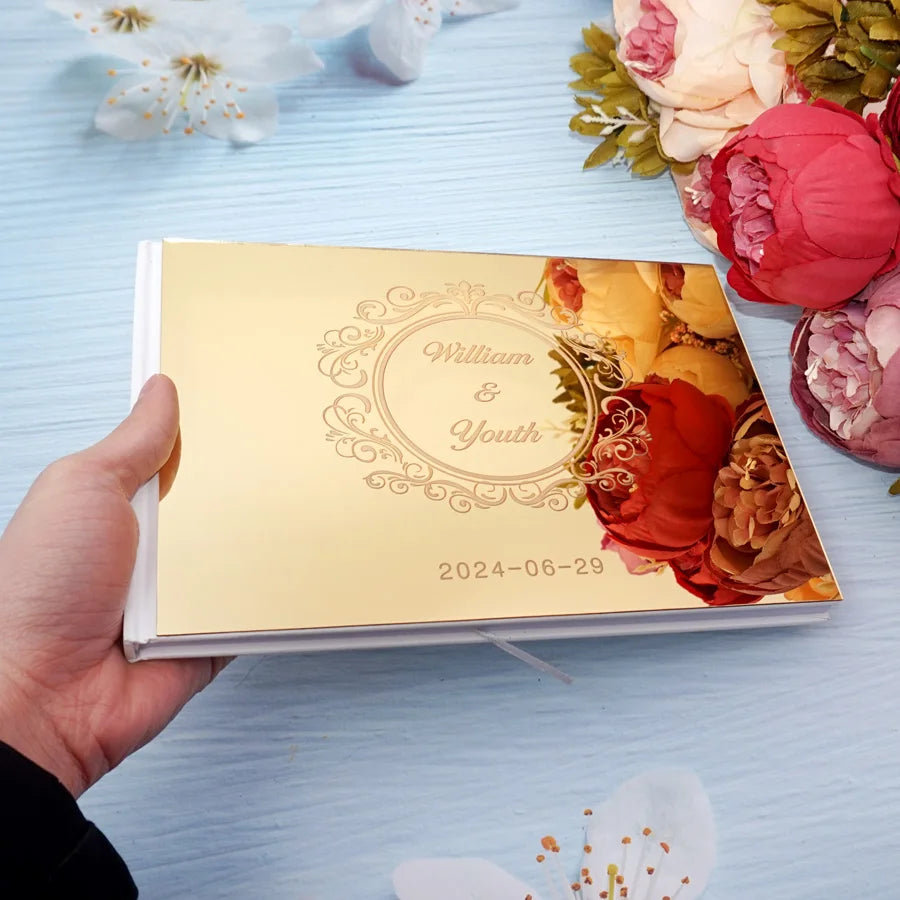 Personalized Anniversary Gift Wedding Guestbook Custom Wedding Book to Sign for Guests Baptism Mariage Decoration