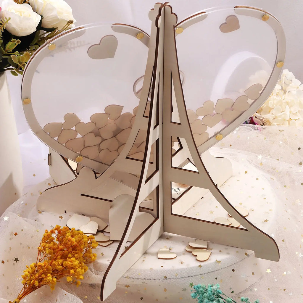 Wedding Guest Book Alternative - Wedding Decor-Drop Heart Guestbook New Wooden Heart-Shaped Guest Drop Box 60 Hearts Box