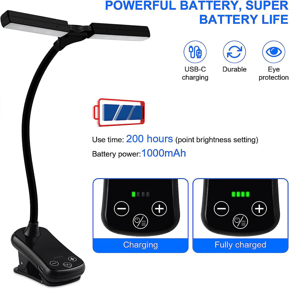 14 LED Clip On Book Light 3 Colors 8 Brightness Usb Rechargeable Night Light Portable Reading Light Book Lamp Mini Desk Lamp