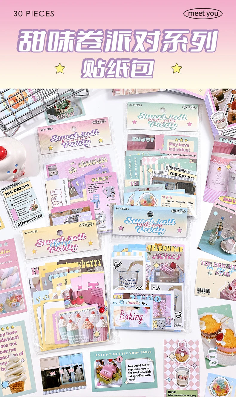 30Pcs/pack Cute Magazine Scrapbooking Stickers Book DIY Junk Journal Material Decoration Album Diary Stationery supplies