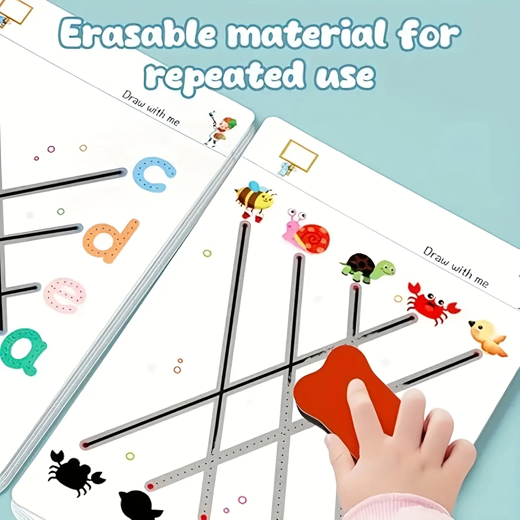 36pages Reusable Kids' Writing Book - Erasable Practice for Ages 3-6, Durable Training Workbook