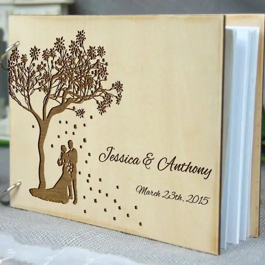 Personalized Wedding Anniversary Bridal Shower Guest Book Gift for Couple Memory Book Wedding Keepsake Advice Book Photo Prop