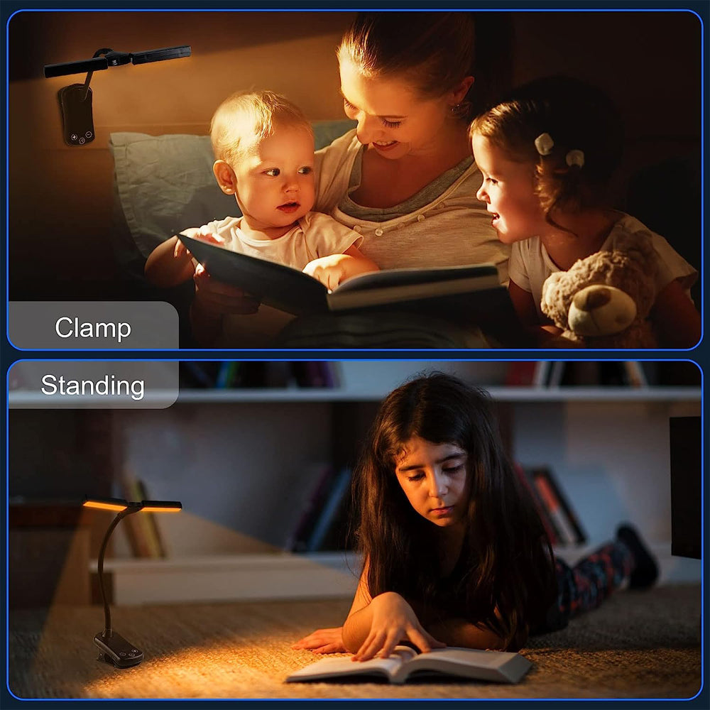 14 LED Clip On Book Light 3 Colors 8 Brightness Usb Rechargeable Night Light Portable Reading Light Book Lamp Mini Desk Lamp