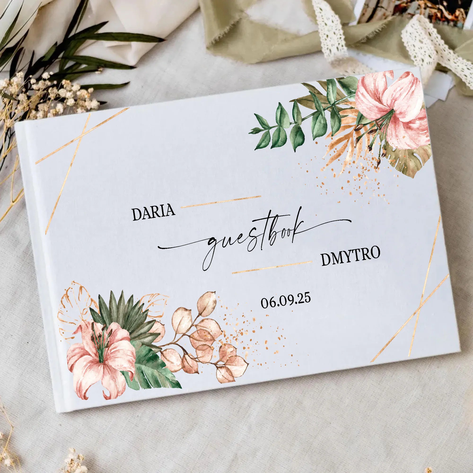 Personalized Wedding White Guest Book, Custom Elegant Mr and Mrs, Wedding Decoration, Message Book, Album Photo, Mariage Gifts