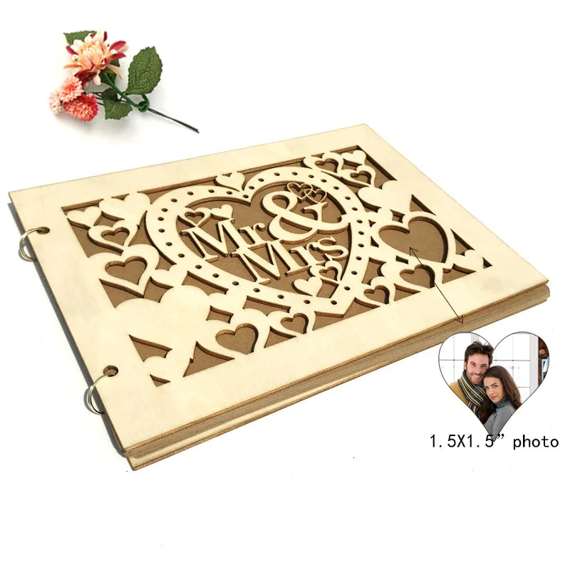 10/20/30/40 Pages Wedding Guest Book Wedding Signs Wood Wedding Signature Guest Book DIY Photo Album Party Decoration