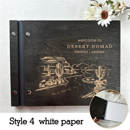 Custom Guest House Guest Book , Mountain Cabin Welcome Book, Personalized Rustic Lodge Or Hotel Wooden Signing Book,  Guest Log